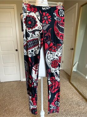 GearBunch Sugar Skull Day of the Dead Leggings Sz M Squat Proof